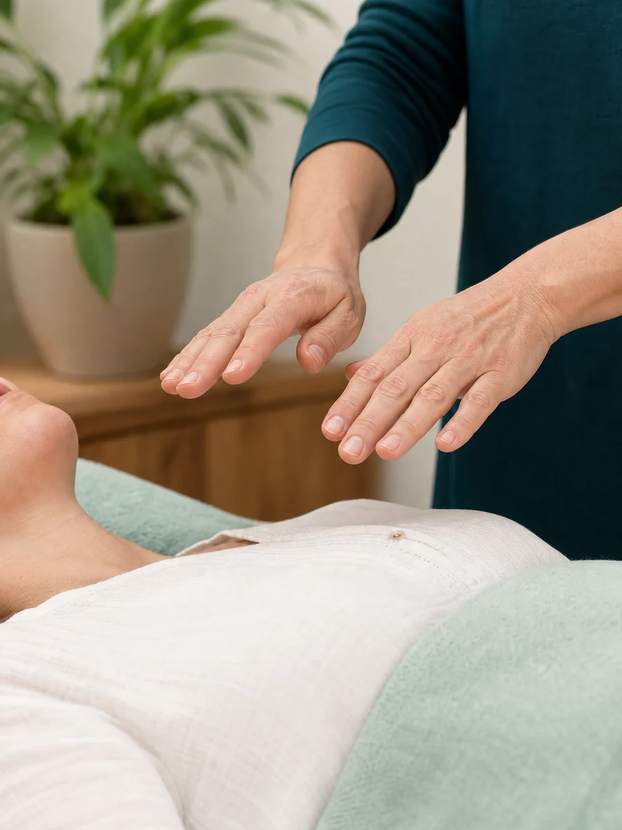 Detalle de una sesión de reiki en Ferrol